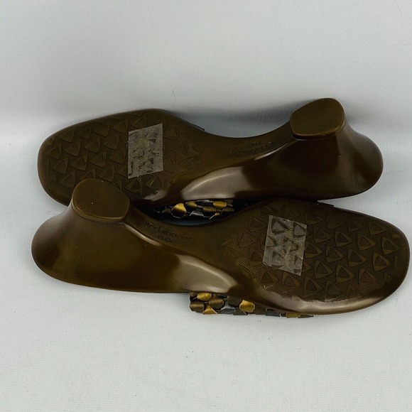 Womens 7M Liz Claiborne Flex Timon Sandals Metallic Brown Leather 2.5" Heels - Picture 8 of 9